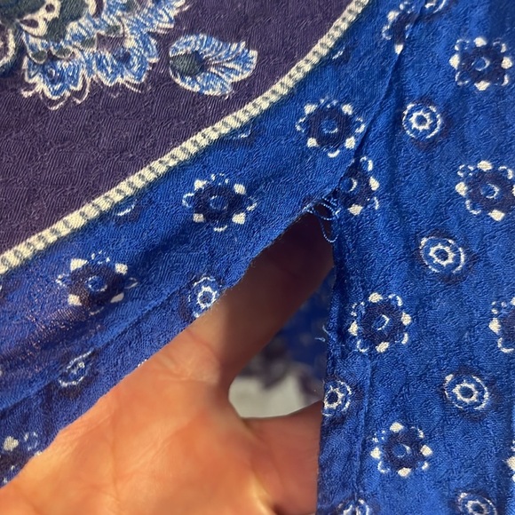 Free People Blue Changing Times Long Sleeve Tunic Top Boho Bandana Print Sz L - Picture 11 of 11